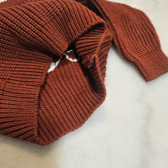 Rust Knit Sweater with White Script - Picture 3 of 3